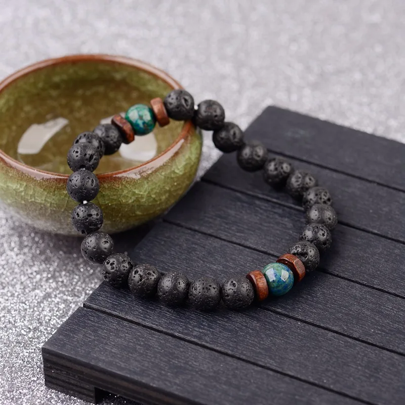 

8mm Volcanic Natural Lava Stone Beads Essential Oil Diffuser Bracelet Men Healing Balance Energy Yoga Bracelets For Women