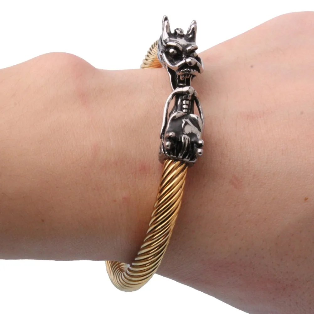 Новый мужской Эластичный регулируемый браслет серебряного цвета с головой