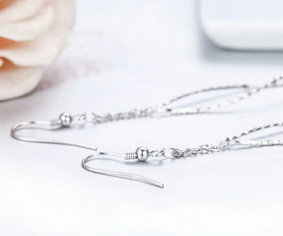 Серьги подвески женские из серебра 925 пробы с гравировкой|dangle long earrings|long drop earringslong
