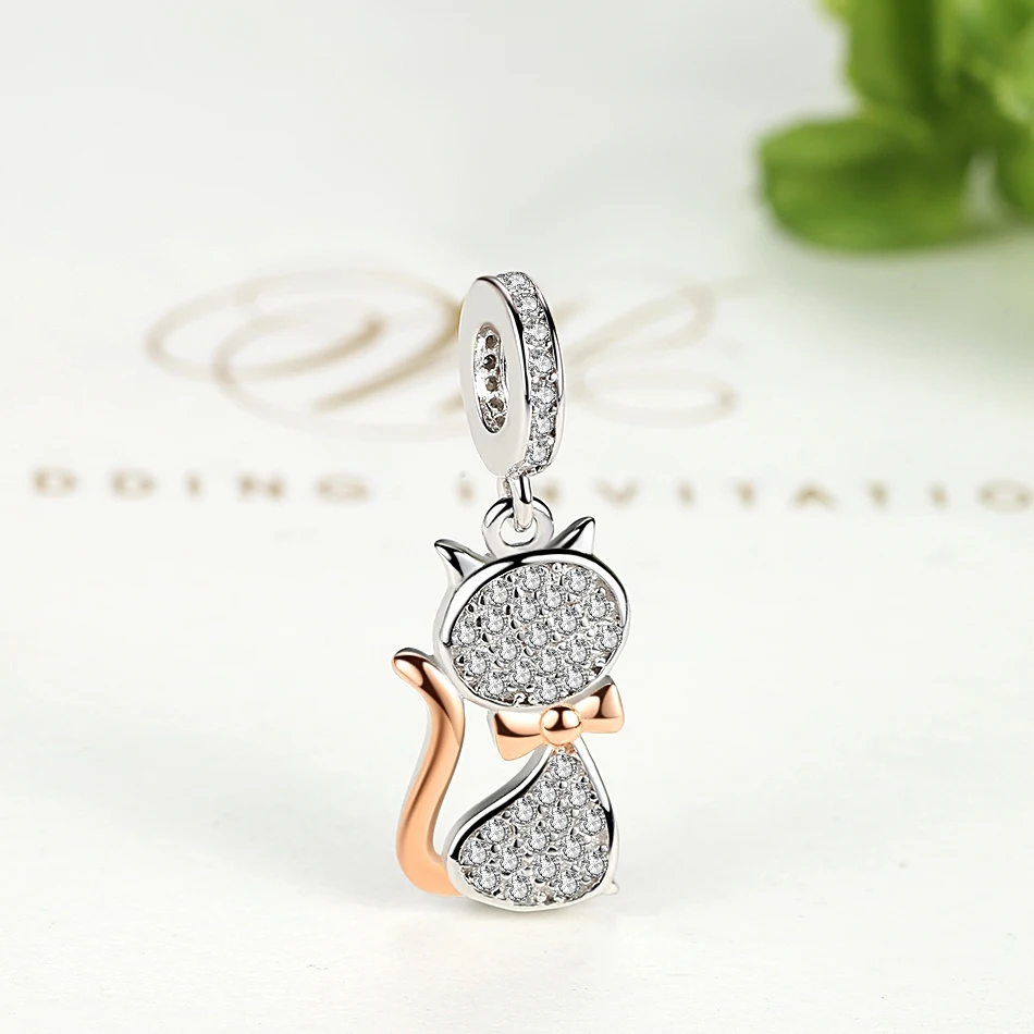 Серебряные бусины 925 пробы Собака Золотой Кот панда змея лошадь Fit Pandora Шарм серебро 925 Аутентичные ювелирные изделия для создания браслетов