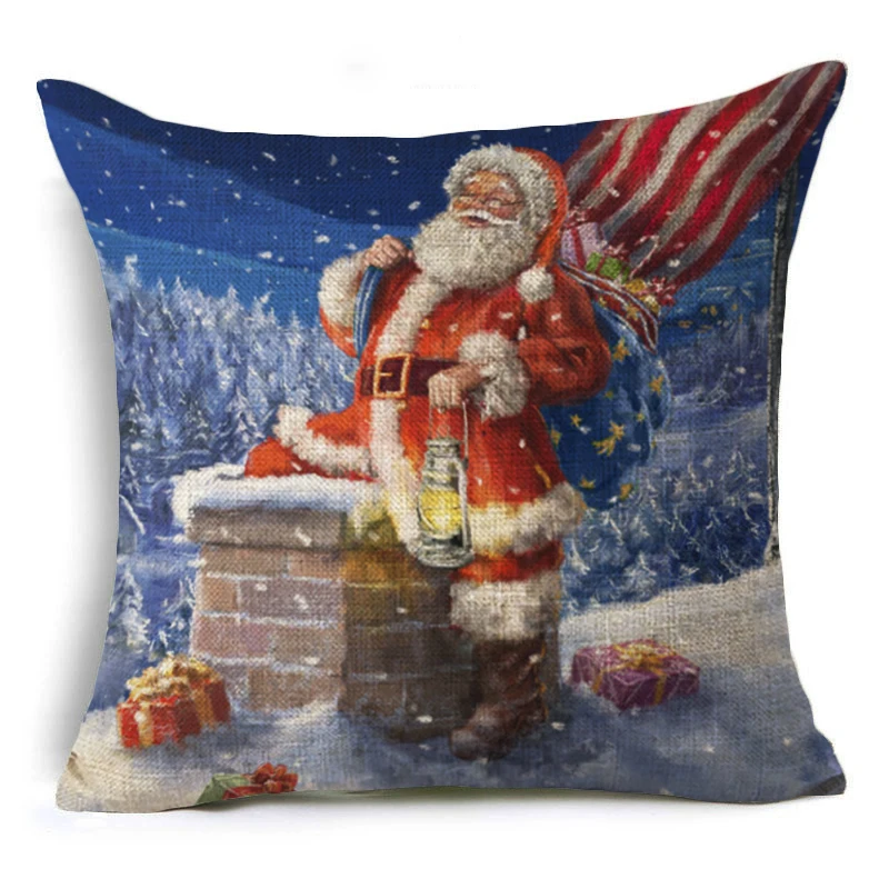 Merry Christmas Санта Клаус Снеговик-Подушка Чехол атмосфера Рождества квадратная
