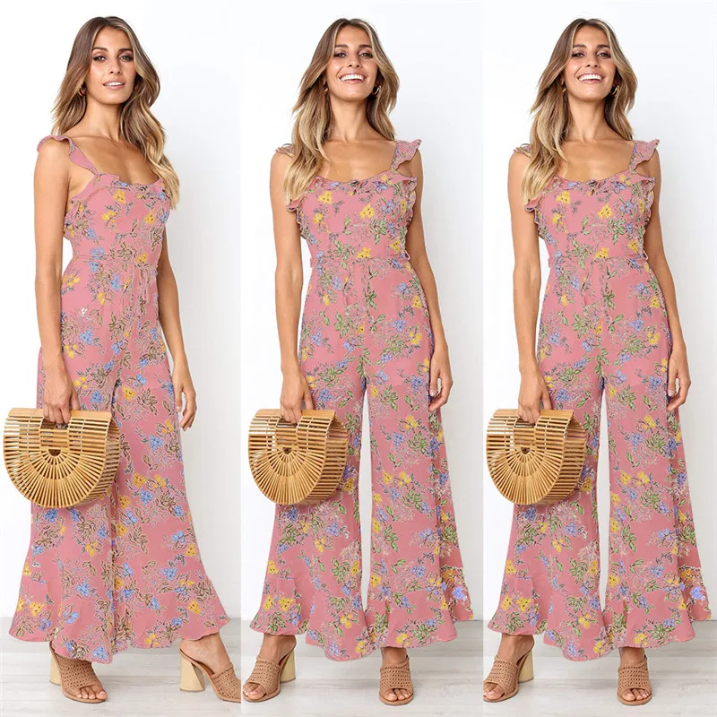 Jumpsuits for Women 2019 Rompers Womens Jumpsuit Casual Sexy Summer Chiffon Bandage | Женская одежда