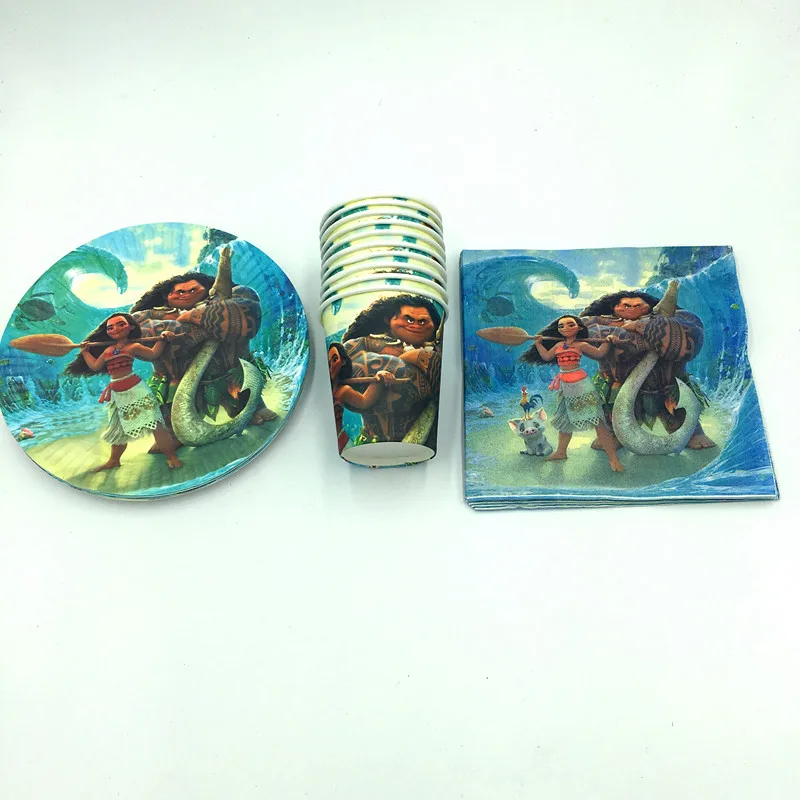 60 шт./лот Моана набор посуда Дети День Рождения вечерние сувениры с днем рождения