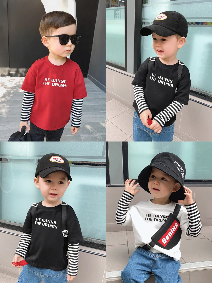 Одежда для детей Хлопковые футболки полосатые топы с длинными рукавами девочек и