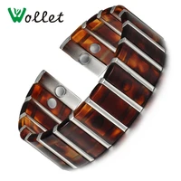 wollet jewelry onyx color magnetic resin bangles for women cuff elastic accessories