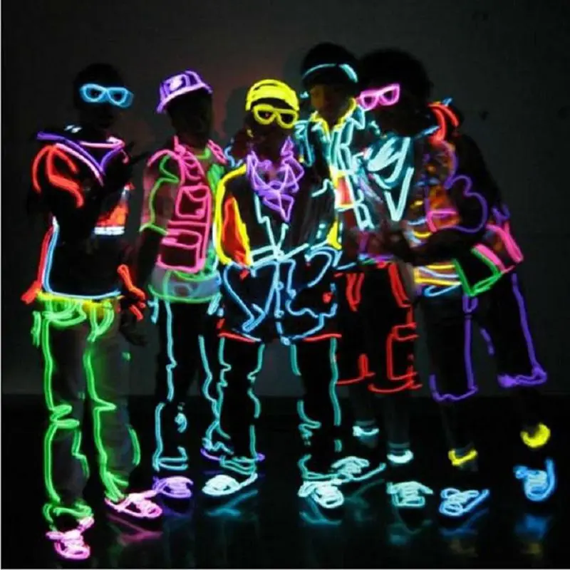 

1M 5pieces multicolor flexible EL wire rope tube Crazy Neon glowing light tube for Christmas DIY LED Strip Toys Model Decoration