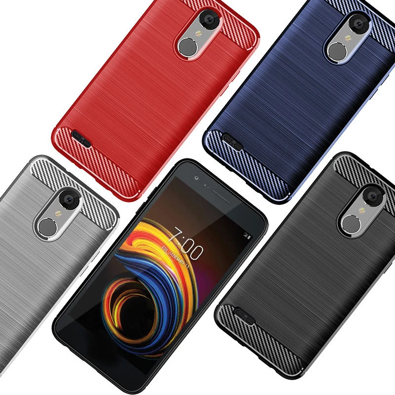 Armor Case For LG Tribute Empire Brushed Carbon Fiber Soft Silicone Shockproof Phone Back Cover Dynasty TPU Funda |