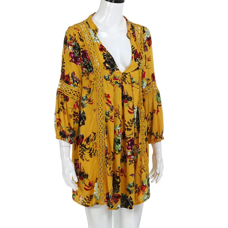 Женское платье с цветочным принтом boho повседневное праздничное для весны и лета