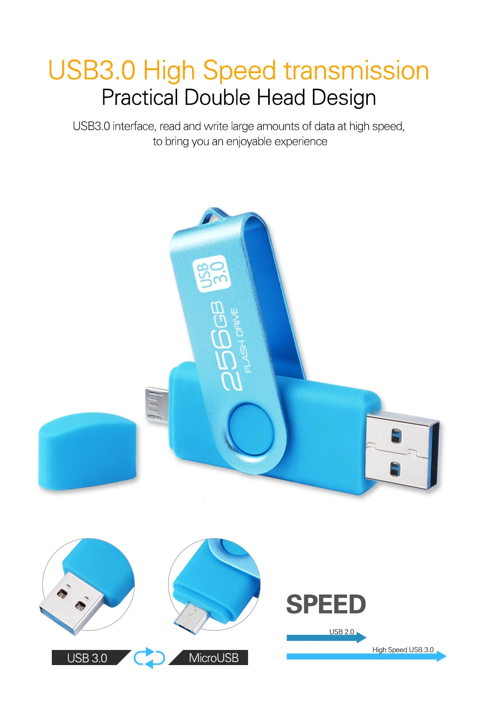 DataRunner USB 3,0 USB флеш-накопитель 128 Гб OTG флеш-накопитель для Android Mobile 16 ГБ 32 ГБ 64 ГБ 256 ГБ Микро-флеш-накопитель USB карта памяти
