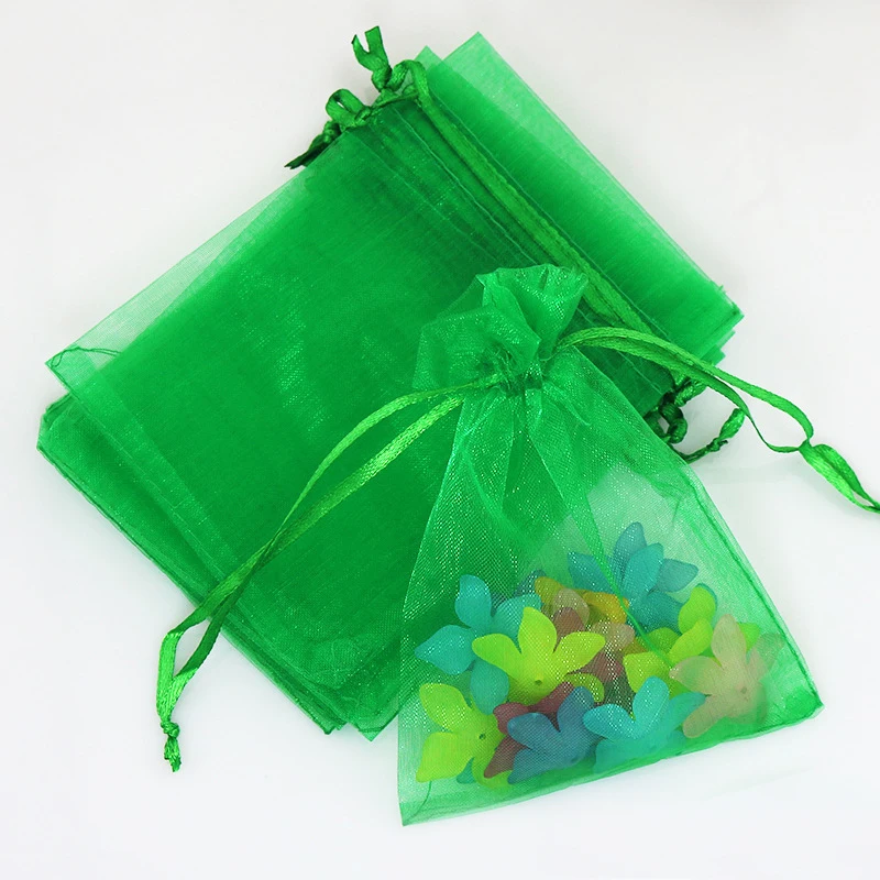 1000pcs 10*15cm Grass Green Organza Gift Bag Jewelry Packaging Display Bags Drawstring Pouch For Bracelets/necklace/wed Yarn Bag