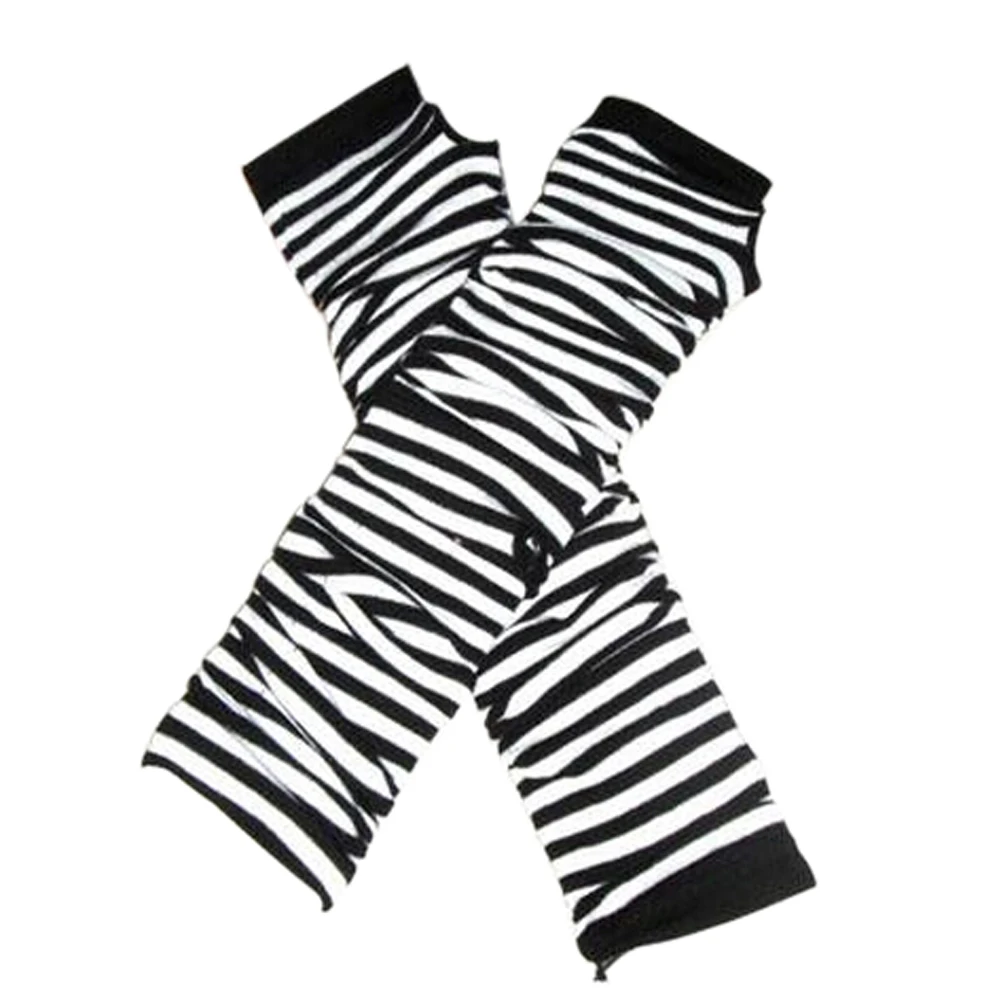 SEWS Stylish Winter Warm Black White Striped Long Fingerless Gloves | Спорт и развлечения
