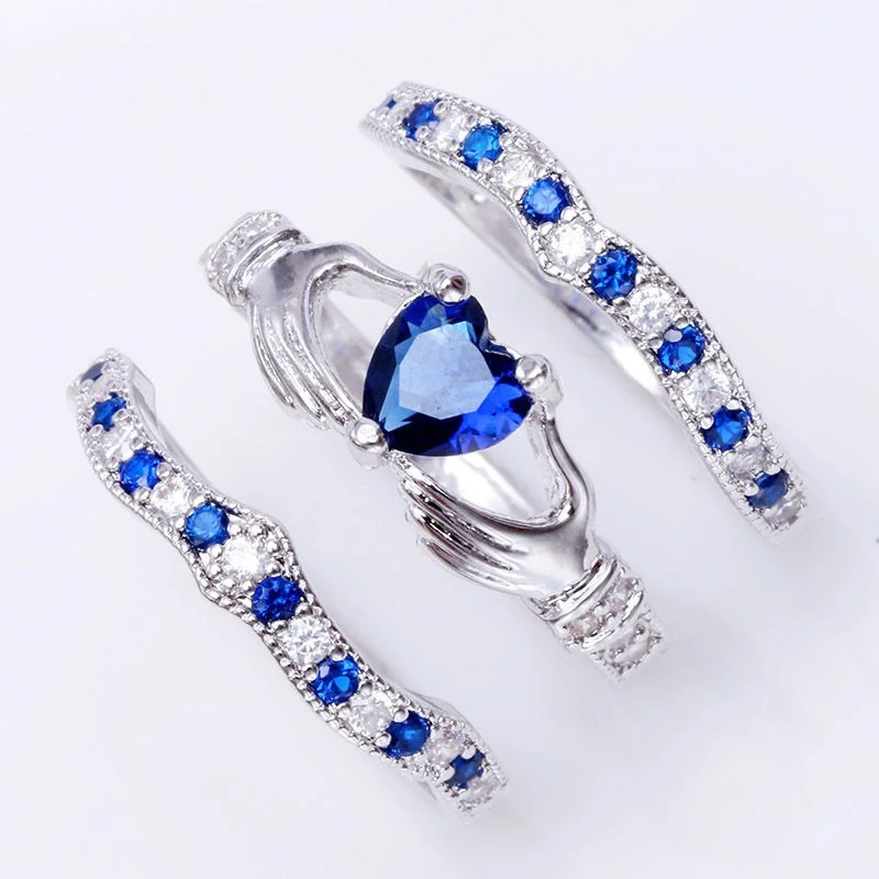 Набор обручальных колец обручальное кольцо с синим камнем в Ирландском стиле