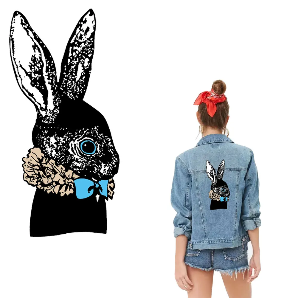 Черные нашивки Кролик для одежды Терморегулирующие терморегуляторы футболка