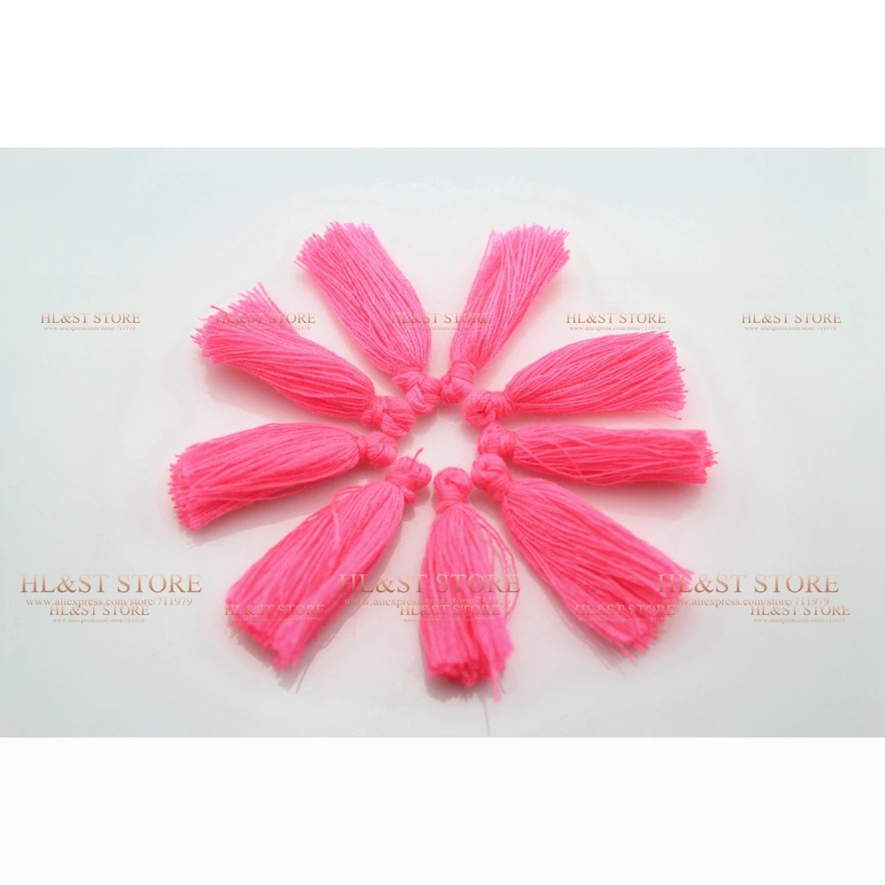 100 ШТ. Нет Крышки 26 ММ Розовый Хлопок Строка Кисточкой CharmFor Кожаный Брелок Ручной