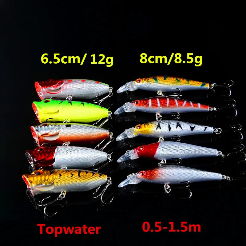 10 шт. смешанные партии рыболовные приманки две модели воблеры жесткая рыболовная