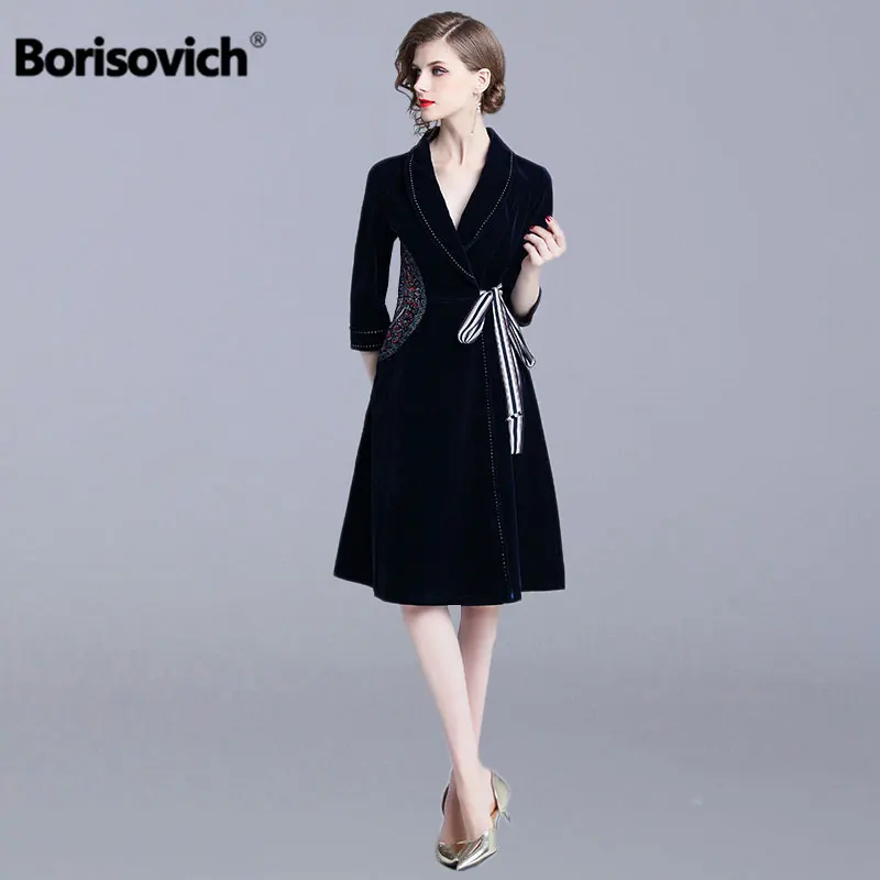 Borisovich Женский Длинный плащ, новинка, осенняя мода, английский стиль, винтажный стиль, v-образный вырез, элегантная женская верхняя одежда, пальто N166