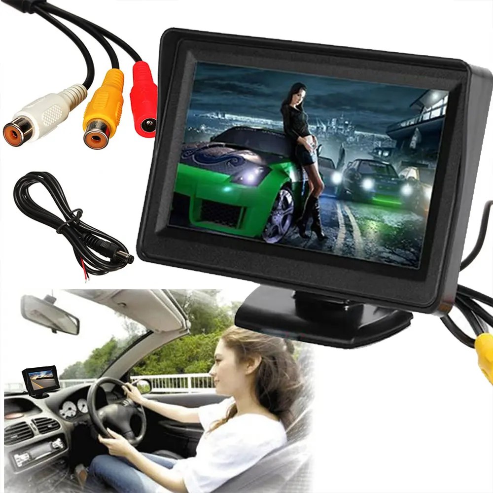 Автомобильный монитор с 4 3-дюймовым ЖК-дисплеем черным солнцезащитным козырьком