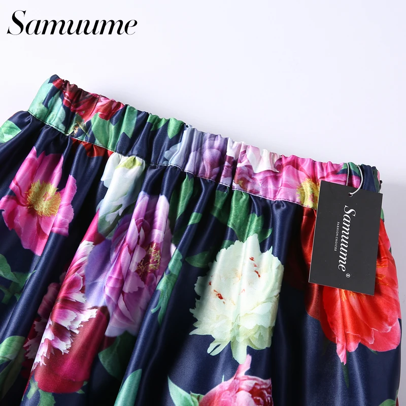 Samuume Новинка весны эластичные Высокая Талия Винтаж юбки Для женщин 2018 яркие цвета