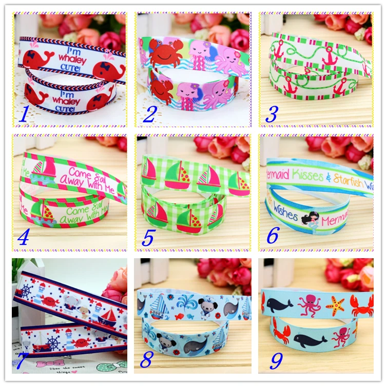 7/8 ''Бесплатная доставка морской аниме принт корсажная лента бант головной