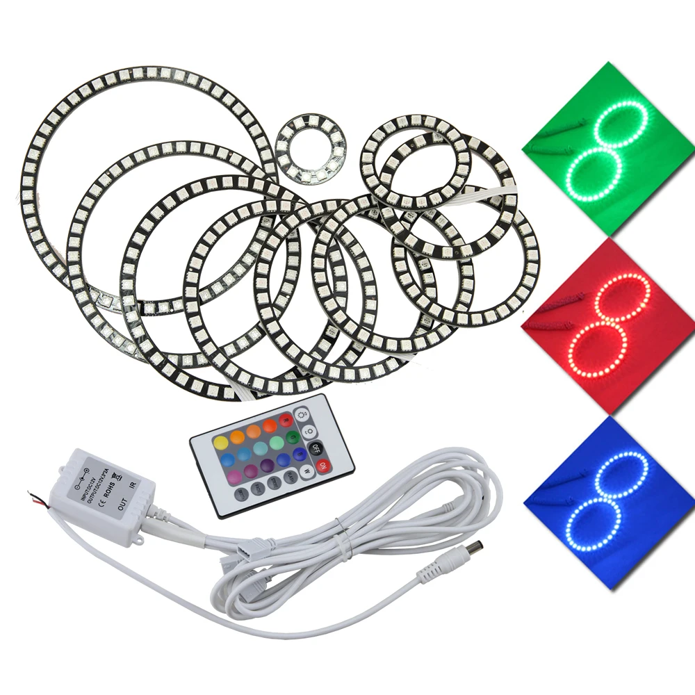 Новинка 5050 SMD ангельские глазки разноцветный RGB светодиодный ДХО комплект