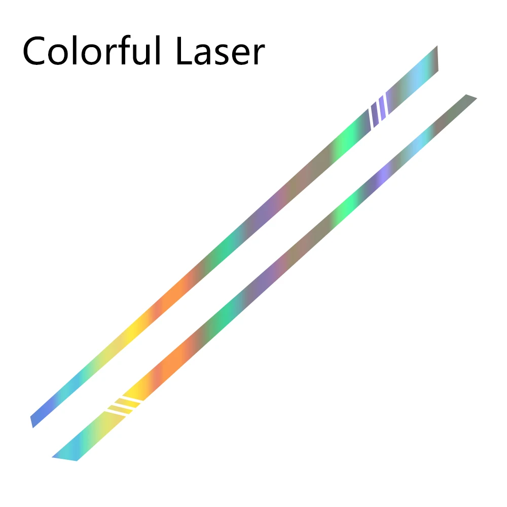 Colorful Laser 2 шт./лот, 220x8 см, в полоску, в виде боковых полос, наклейки на оба тела, наклейка, автомобильная пленка, виниловая пленка, товары для автомобилей, автомобильные аксессуары - Название цвета: Colorful Laser