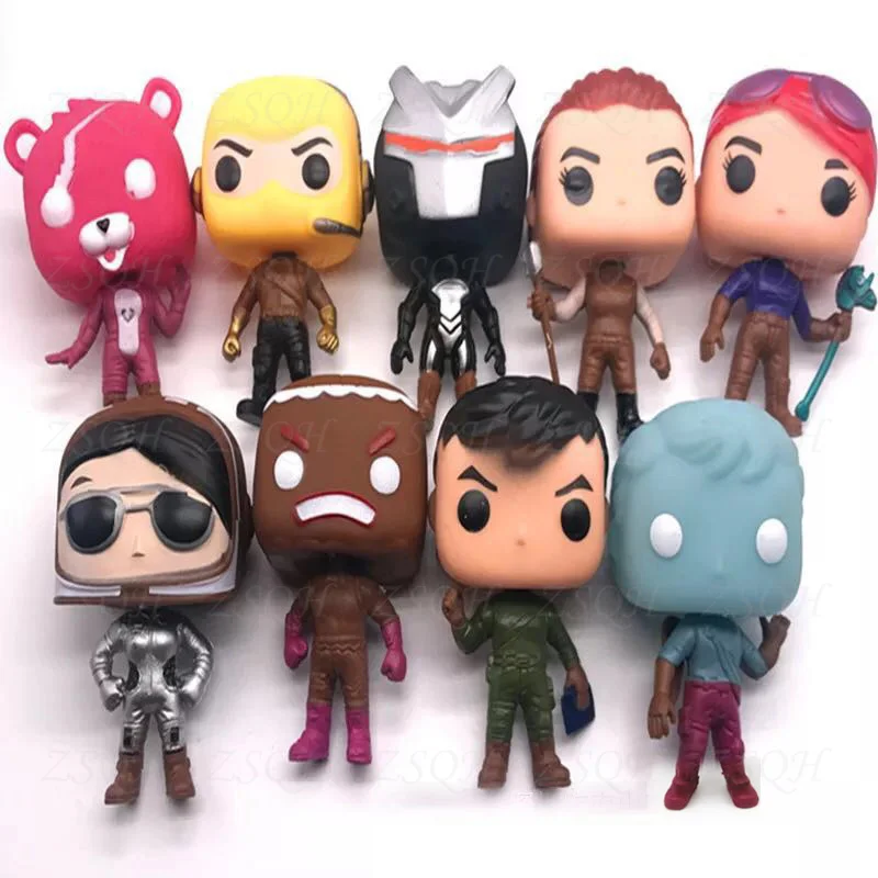9pcs/lot set Pop Action Figure Toy Battle Royale Game Raven Team leader pink bear Raptor Pilot merry marauder Gift for Kids Boys |