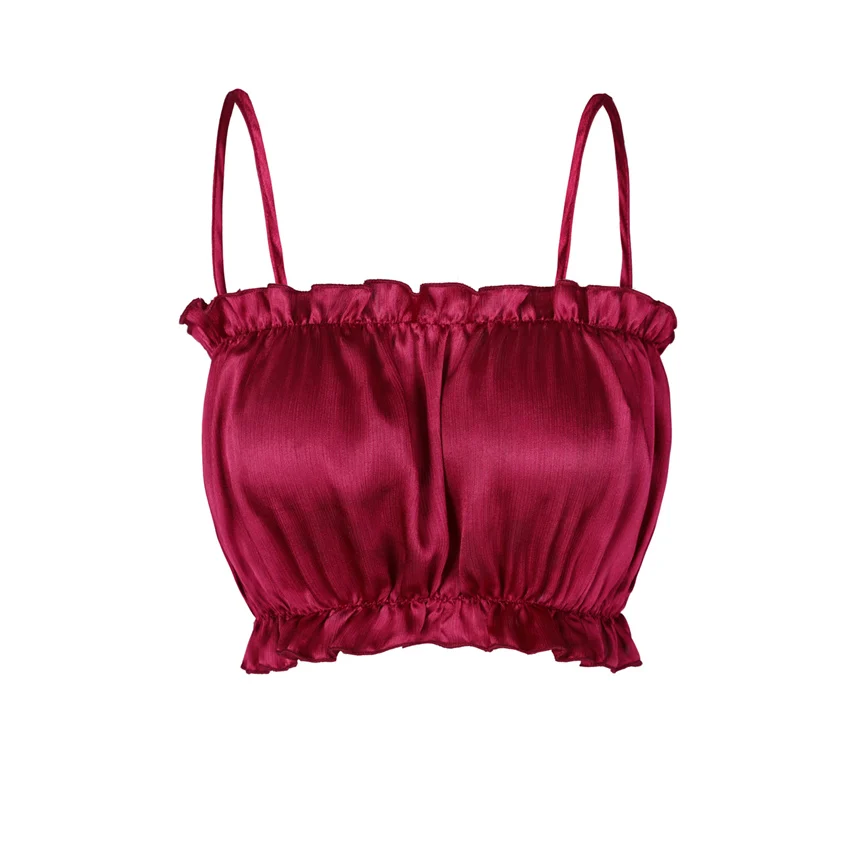 Кроп-Топ женский с рюшами модная пикантная пляжная одежда повседневный топ без