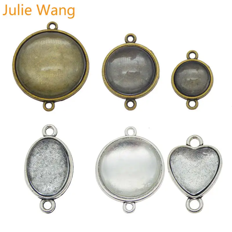 Julie Wang 6 шт. смешанный сплав пустая оправа коннектор кабошон со стеклом ювелирные