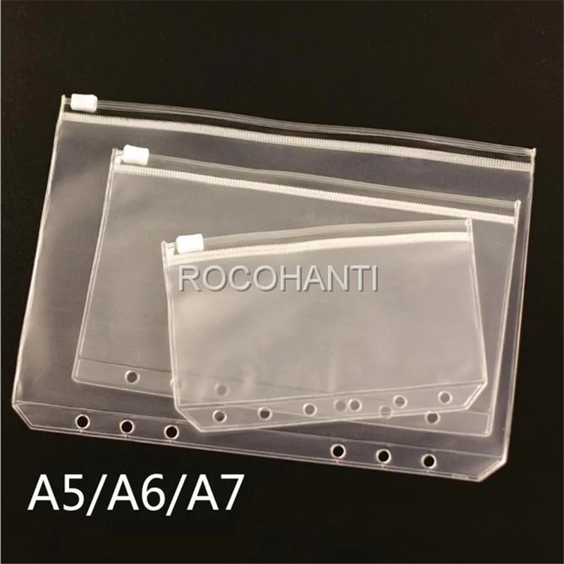 20Pcs A5/A6/A7 PVC Zipper Case Bill Pouch Name Card Gift Packaging Bag Travel Ring Binder Planner Notebook Filler Organizer | Дом и сад