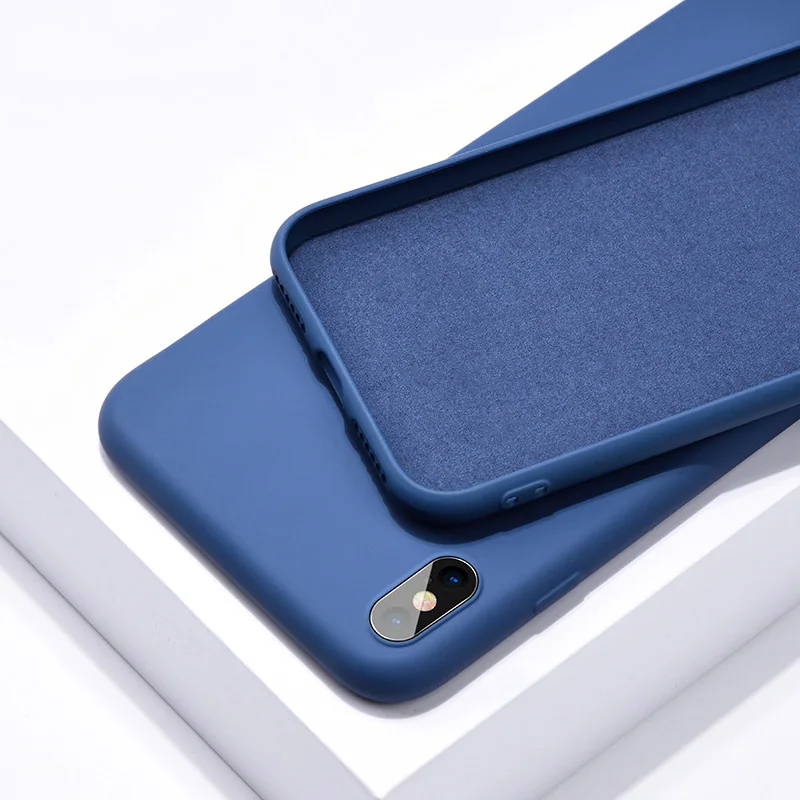 Navy Moskado, тонкий мягкий чехол для iPhone 11, 6, 6 S, 7, 8 Plus, X, XS, Max, XR, жидкий силиконовый чехол, однотонный, карамельный цвет, задняя крышка для телефона, чехол - Цвет: Navy