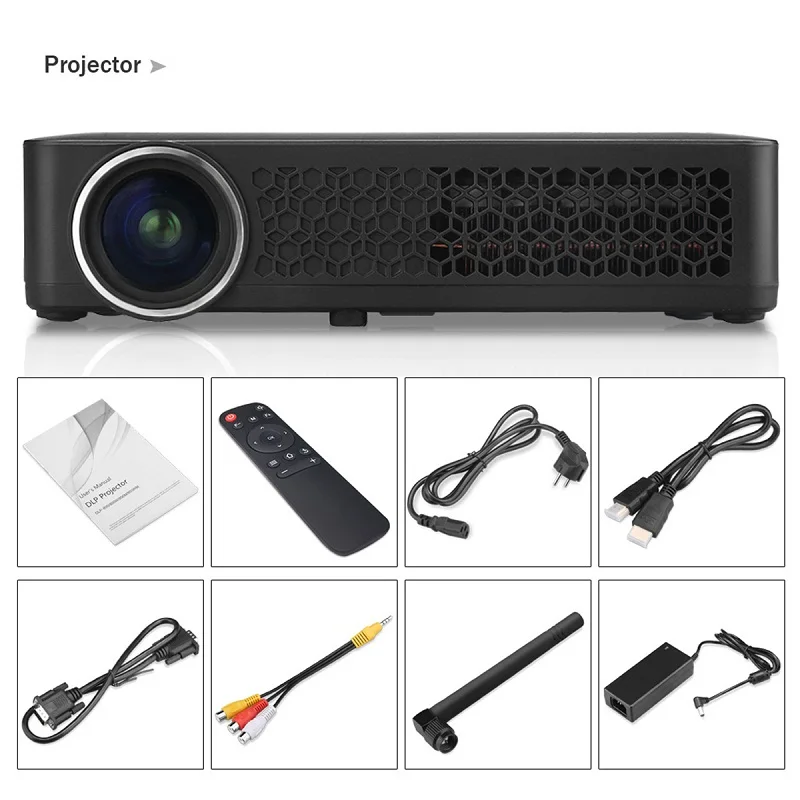 Excelvan DLP800W DLP проектор Android 4,4 OS 1280*800 разрешение 400Ansi поддержка 1080p бизнес-конференции домашний кинотеатр проектор - Цвет: Black