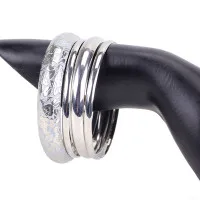 Silverd Новые крутые женские браслеты в богемном стиле с серебряным цветком, с круглым эмалью, смешанный широкий большой панк браслет в индийском стиле, набор ювелирных изделий - Окраска металла: Silverd