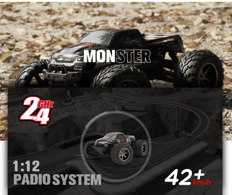 GPTOYS S911 RC Автомобиль 2,4G 1:12 1/12 масштаб 40 км+ RC RTR матовый монстр грузовик внедорожный автомобиль RTR 2,4 ГГц