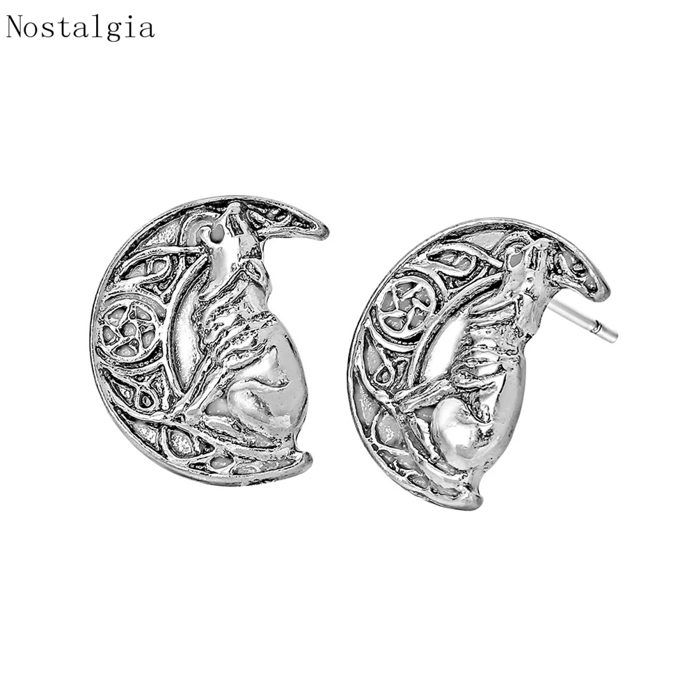Женские панк сережки с полумесяцем и луной символом Odin of Norse Viking ювелирные