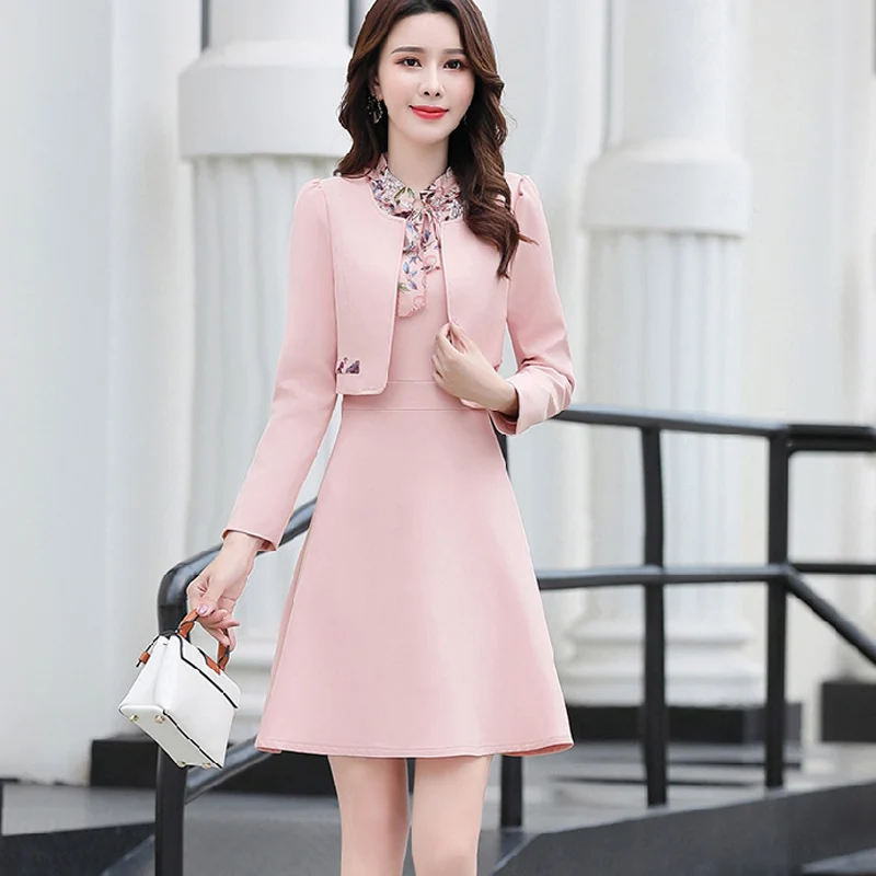 Autumn small fragrant fashion suit 2018 spring and autumn wear new Korean version temperament long dress female Two Piece | Женская