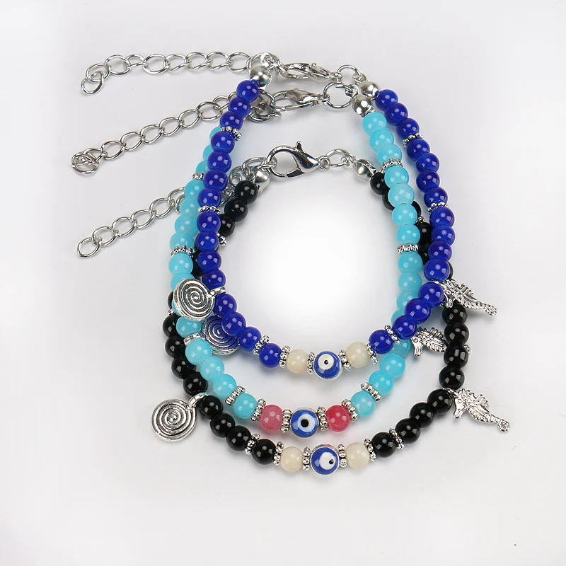 Lucky браслет evil eye 3 цвета камень Бусины с крокодиловой Подвеска стрекоза турецкий