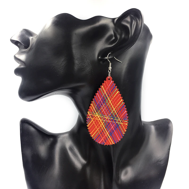Heeda Vintage Wood String Earrings Female Kpop Big Name Water Drop Eardrop Fashion Simple Light Women Statement Jewelry 2018 | Украшения и