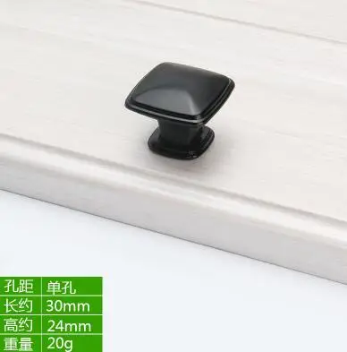 Single hole-30mm Алюминиевый сплав черный шкаф ручки американский стиль кухонный шкаф дверные ручки для выдвижных ящиков модное оборудование для обработки мебели - Цвет: Single hole-30mm
