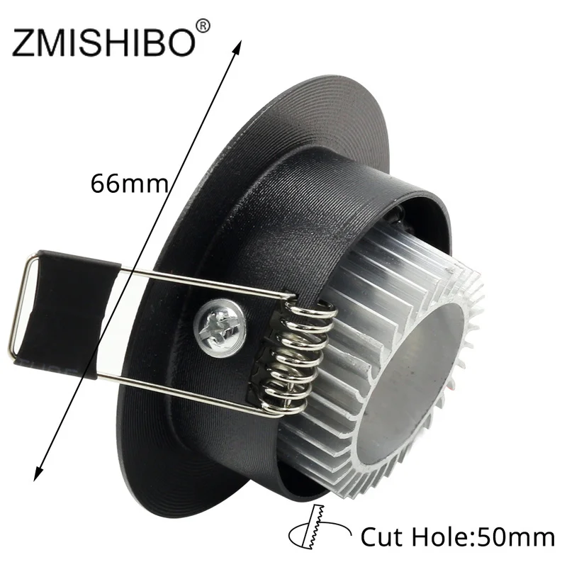 ZMISHIBO-luces LED empotradas para sala de estar, lámpara de 50-55mm, agujero cortado, 3W, 110V-240V, blanco, plata, negro, 3000K, 6000K, CE