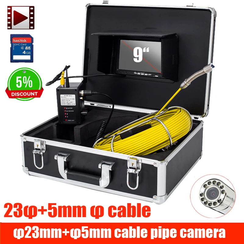 hotsell 9inch 23mm Pipe Sewer Inspection Video Camera Drain Pipe Sewer Inspection Camera System CCD600 tvl with 25mm cable