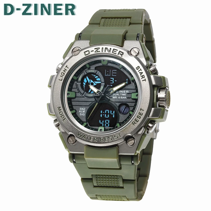 D-ZINER Часы Мужские Luxury Brand Нержавеющей Стали Аналого-Цифровой Watchl Мужчины