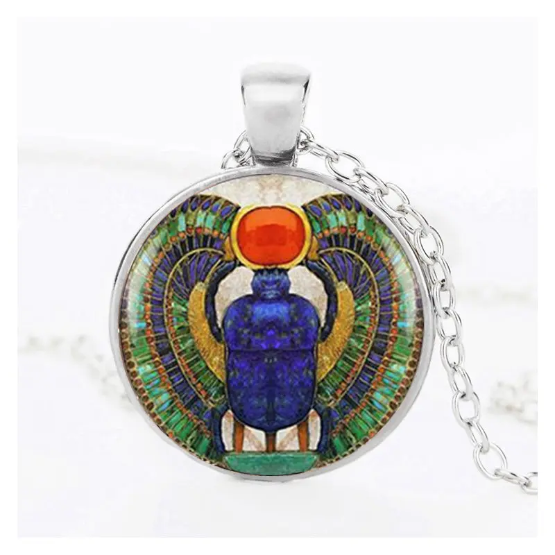 SUTEYI винтажный стеклянный кабошон Египетский ожерелье скарабей с украшением в