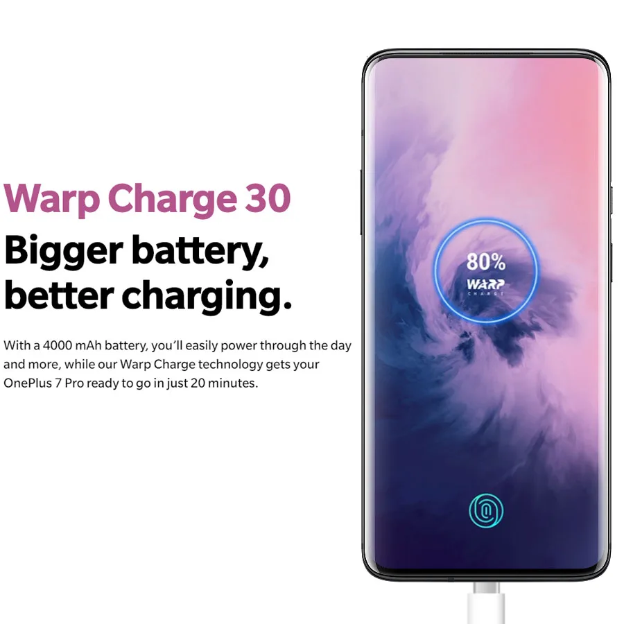 Мобильный телефон OnePlus 7 Pro, 6 ГБ, 128 ГБ, Восьмиядерный процессор Snapdragon855, 6,67 дюймов, 3120x1440 p, полноэкранный экран, 3 камеры, NFC, 19,5 мА/ч