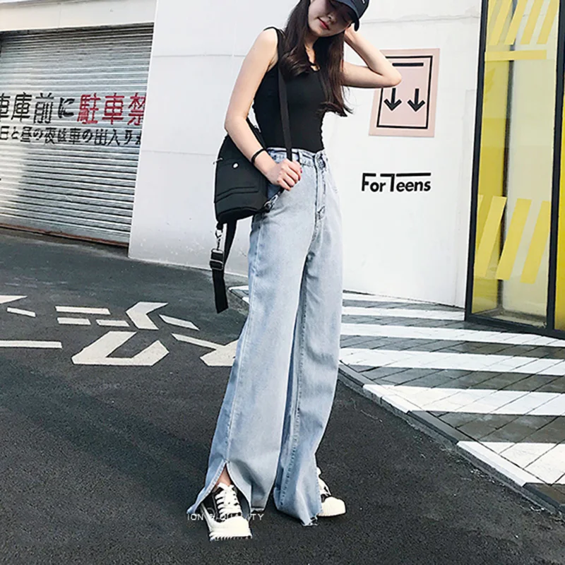 

High Waist Wide Leg Jeans Pants 2019 Summer Plus Size Denim Jeans Pants Boyfriend Wide Leg Jeans