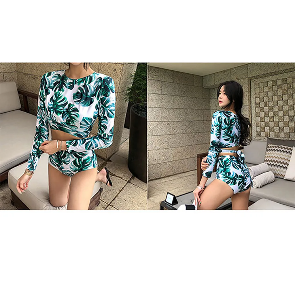Женский костюм для серфинга Maillot de bain короткий топ с длинным рукавом + шорты