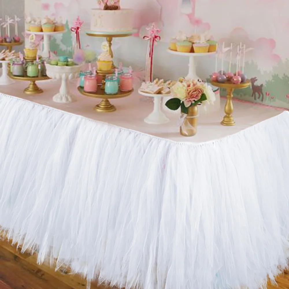 OurWarm с вуалью и балетной пачкой Юбка для стола Тюль Tablewear для Baby Shower или для вечеринки по случаю вечерние Свадебные украшения Юбка для стола ing дома вечерние Декор Текстиль