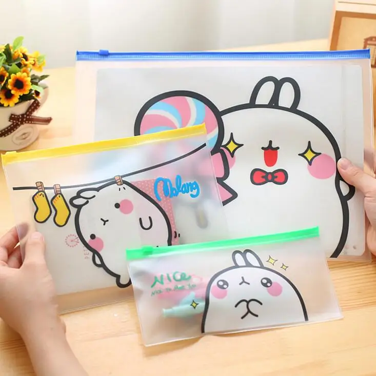 1 шт. новый милый Molang кролик ПВХ a4 a5 B6 файл мешок Документ сумка Папки и файлы