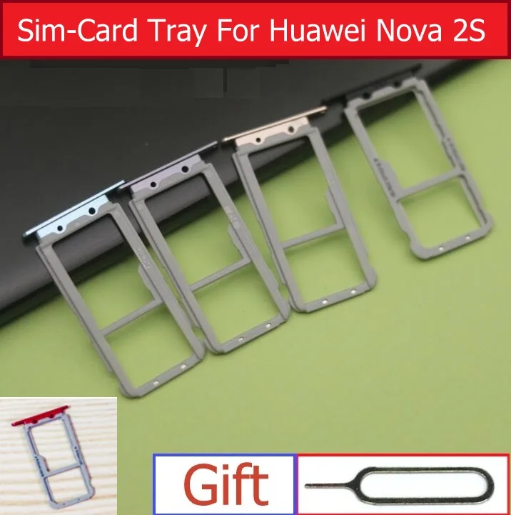 

100% Genuine Sim & memory Card Tray Holder For Huawei NOVA 2S HWI-AL00 Micro SD & Sim Card Slot Tray Holder Adapter Replacement