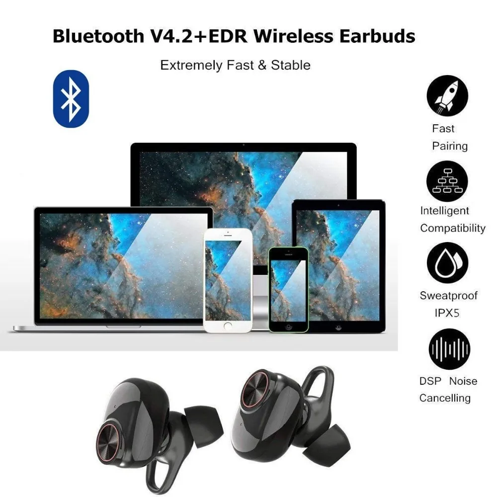 Двойные наушники TWS Bluetooth 5 0/4 2 гарнитура Беспроводные с громкой связью стерео