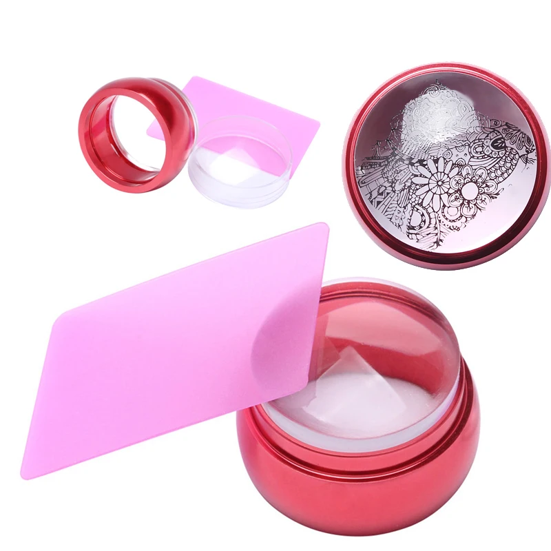 Набор для штамповки ногтей 3 5 см прозрачный желе шаблон дизайна красные